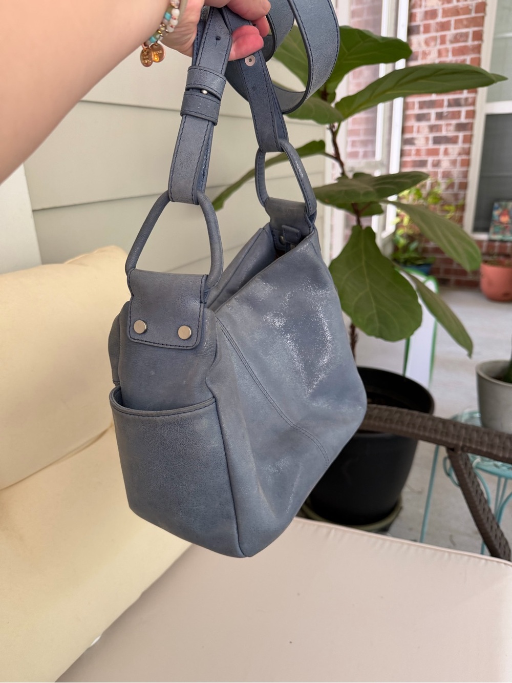 HOBO Azure Shimmery Slate Blue Crossbody - Picture 4 of 14